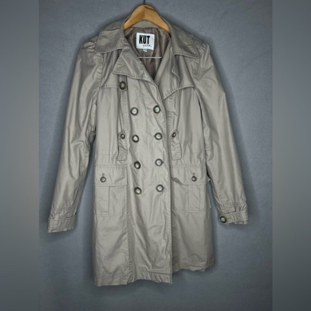 Kut From The Kloth Tan Khaki Mid Length Trench Coat Size L
